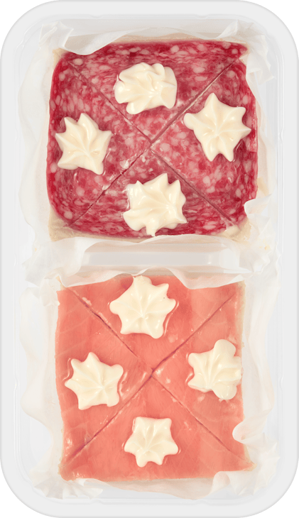 Mini canapè salmone e salame 